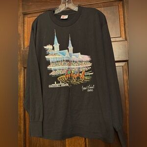 Vintage 1992 Kentucky Derby Joan Studwell Black Hand Painted Glitter T Shirt L